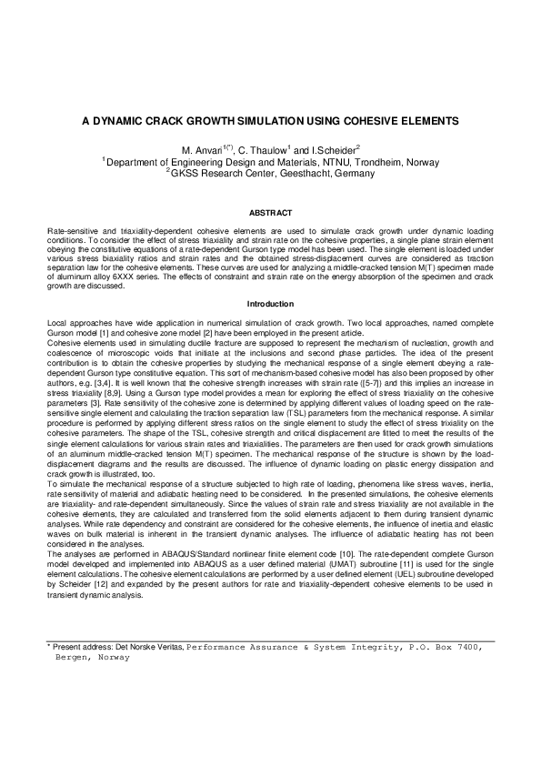 A Dynamic Crack Growth Simulation Using Cohesive Elements