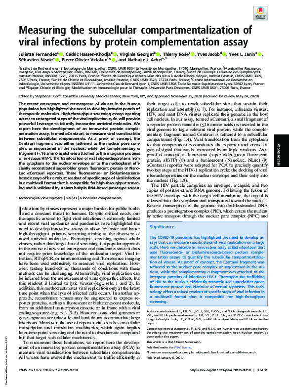 (PDF) Measuring the subcellular compartmentalization of viral ...