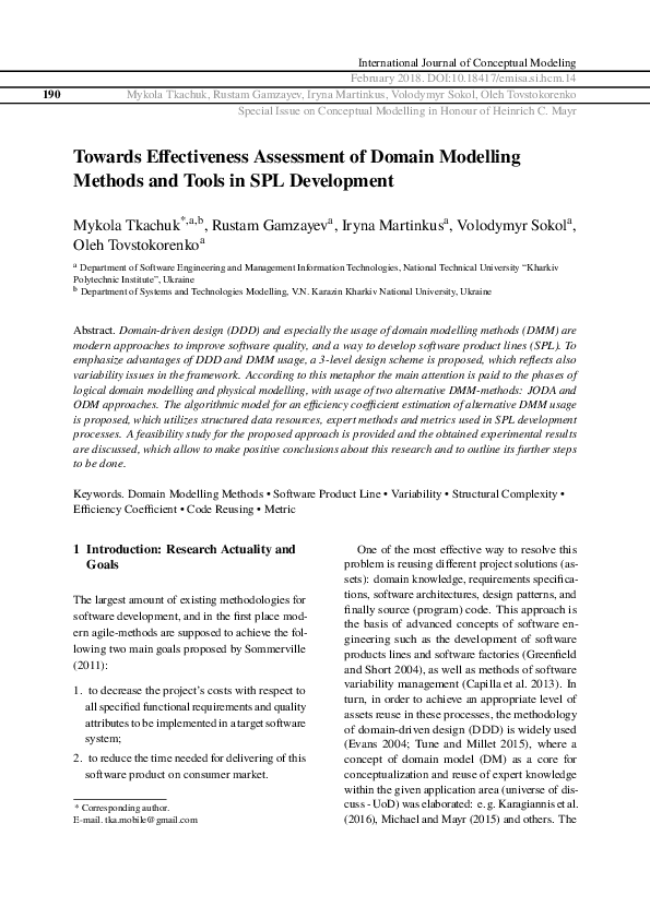 (PDF) Towards Effectiveness Assessment of Domain Modelling Methods and ...