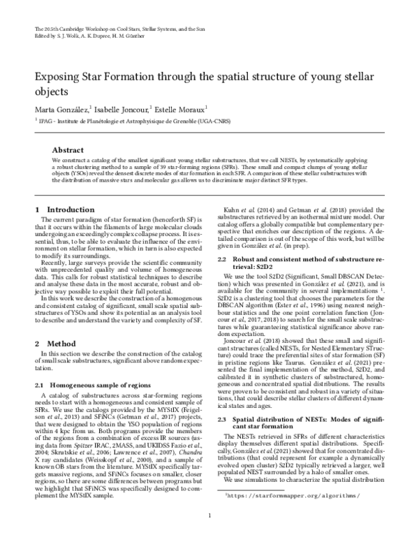 (PDF) Exposing Star Formation through the spatial structure of young ...
