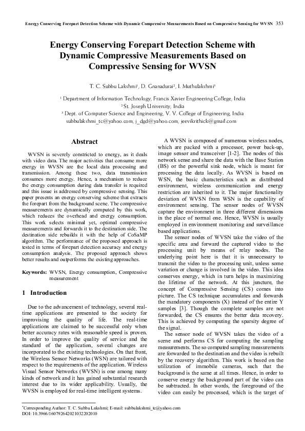 (PDF) Energy Conserving Forepart Detection Scheme with Dynamic ...