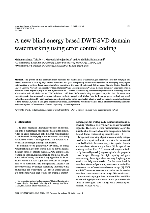 (PDF) A new blind energy based DWT-SVD domain watermarking using error ...