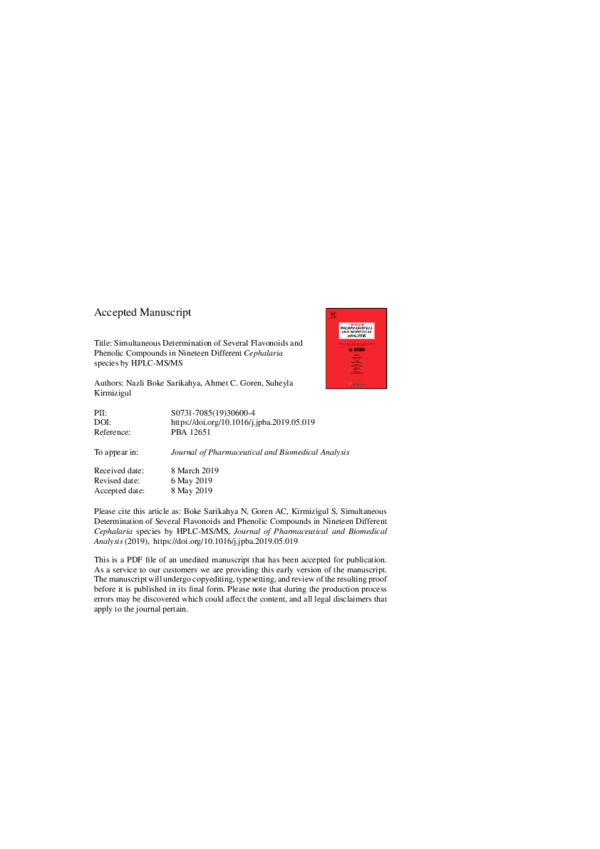 (PDF) Simultaneous determination of several flavonoids and phenolic ...