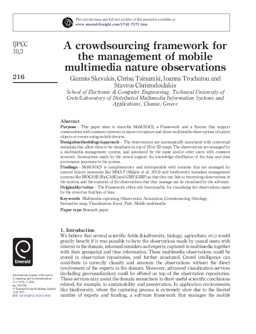 (PDF) A crowdsourcing framework for the management of mobile multimedia ...