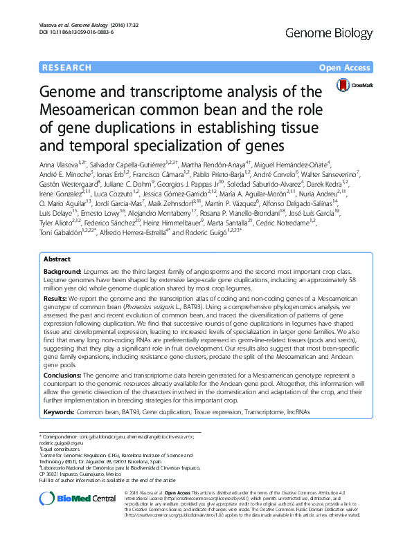 (PDF) Genome and transcriptome analysis of the Mesoamerican common bean ...
