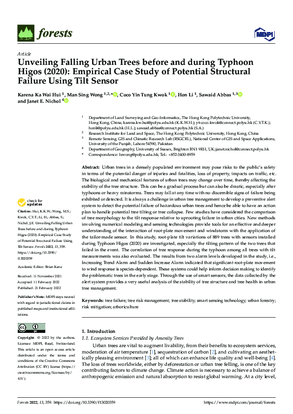 (PDF) Unveiling Falling Urban Trees before and during Typhoon Higos ...