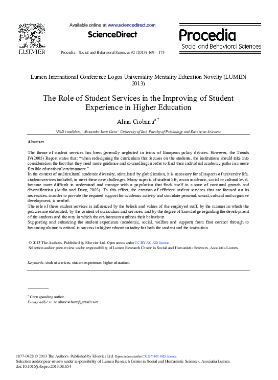 (PDF) The Role of Student Services in the Improving of Student ...