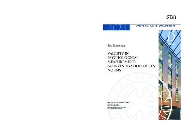 (PDF) Validity in psychological measurement : an investigation of test ...