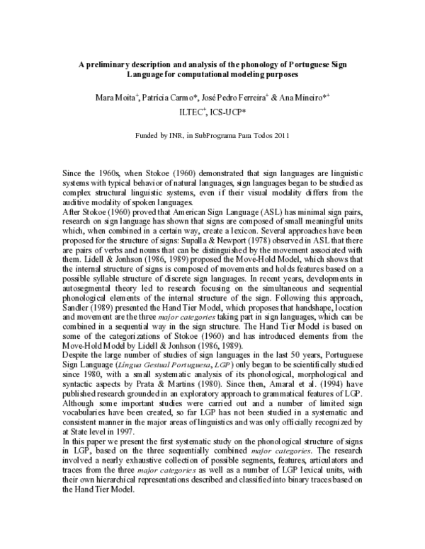 (PDF) A preliminary description and analysis of the phonology of ...