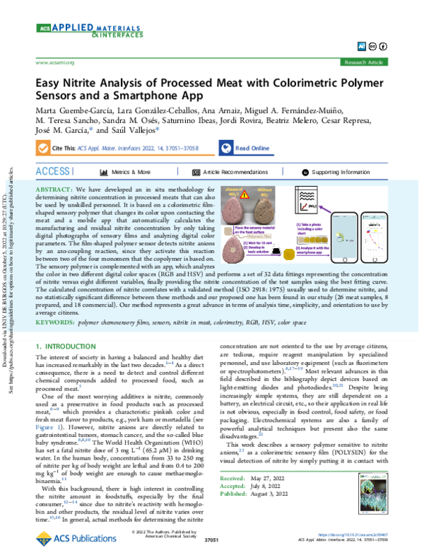 (PDF) Easy Nitrite Analysis of Processed Meat with Colorimetric Polymer ...