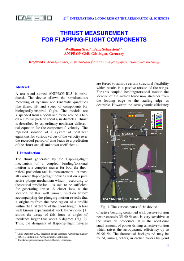 (PDF) Thrust Measurement for Flapping-Flight Components