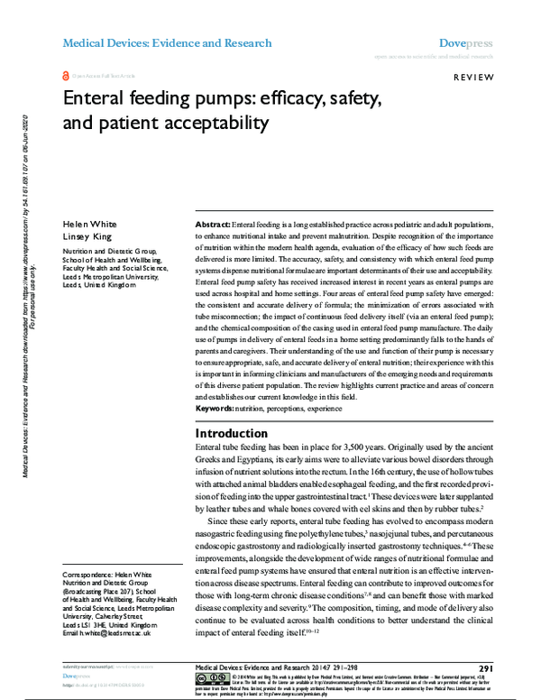 Enteral Feeding Pumps: Efficacy, Safety, And Patient Acceptability – DNFAWN