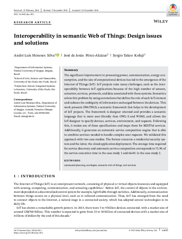 (PDF) Interoperability in semantic Web of Things: Design issues and ...
