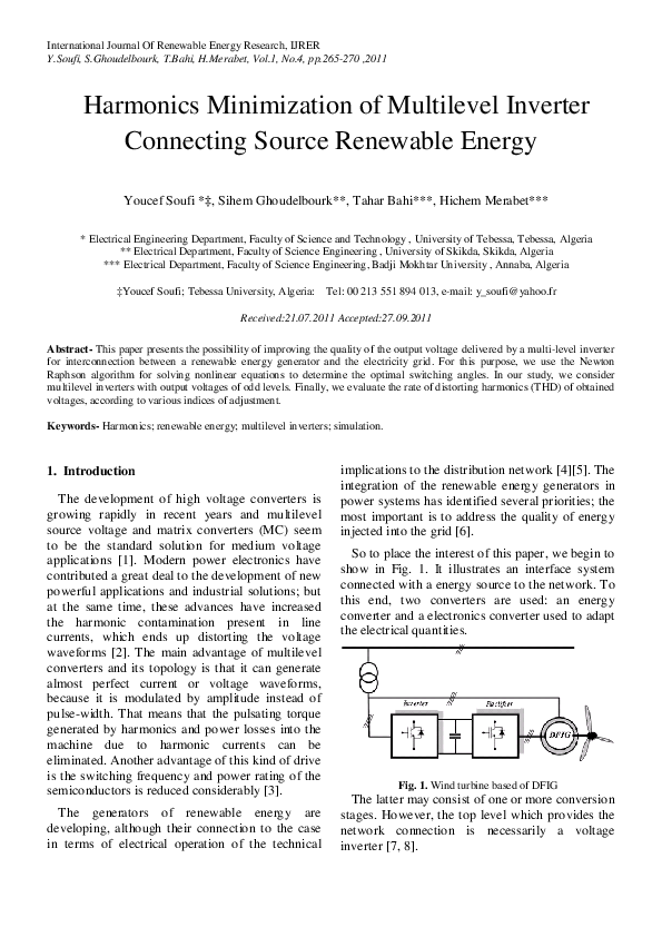 (PDF) Harmonics Minimization of Multilevel Inverter Connecting Source ...