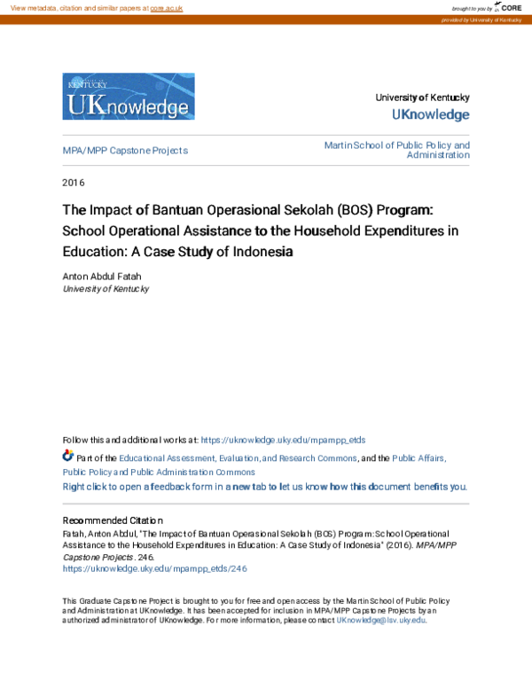 (PDF) The Impact of Bantuan Operasional Sekolah (BOS) Program: School ...