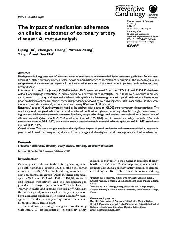 (PDF) The impact of medication adherence on clinical outcomes of ...