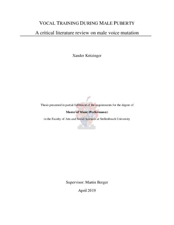(PDF) Vocal training during male puberty : a critical literature review ...