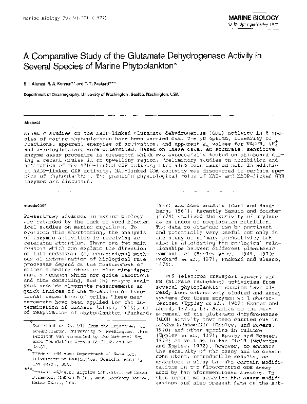 (PDF) A comparative study of the glutamate dehydrogenase activity in ...