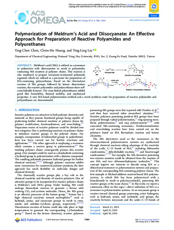 (PDF) Polymerization of Meldrum’s Acid and Diisocyanate: An Effective ...
