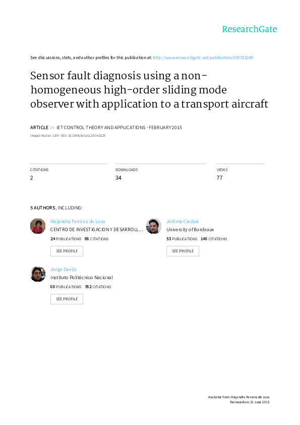 (PDF) Sensor fault diagnosis using a non‐homogeneous high‐order sliding ...