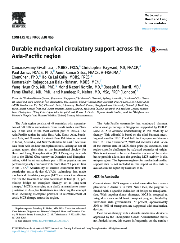 (PDF) Durable mechanical circulatory support across the Asia-Pacific ...