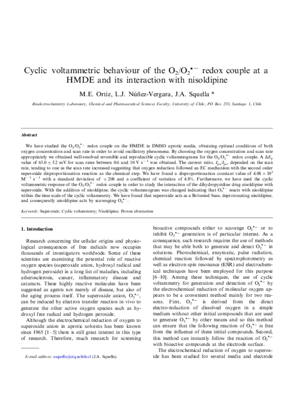 (PDF) Cyclic voltammetric behaviour of the O2/O2− redox couple at a ...