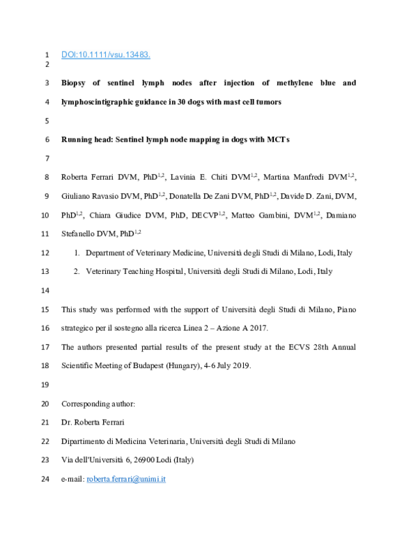 (PDF) Biopsy of sentinel lymph nodes after injection of methylene blue ...