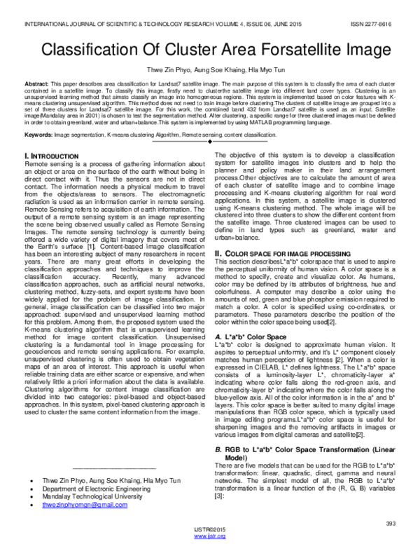 (PDF) Classification Of Cluster Area Forsatellite Image