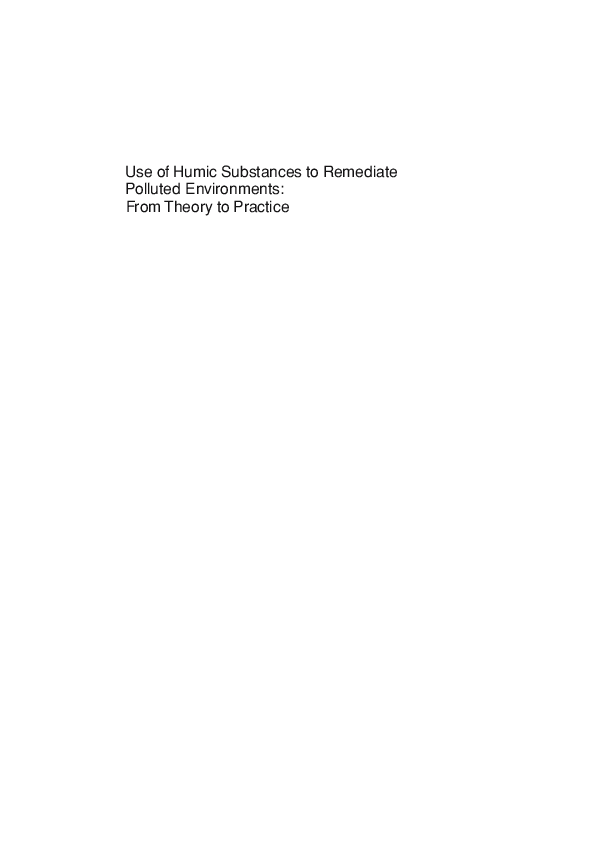 (PDF) Use of Humic Substances to Remediate Polluted Environments: From ...