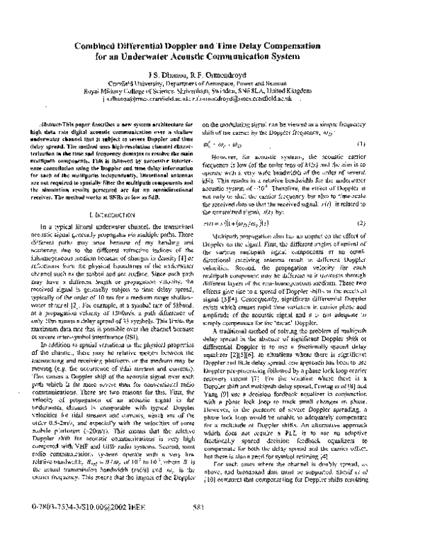 (PDF) Combined differential Doppler and time delay compensation for an ...