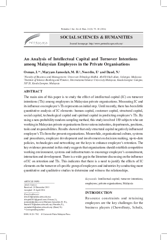 (PDF) SOCIAL SCIENCES & HUMANITIES An Analysis of Intellectual Capital ...