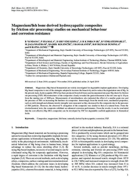 (PDF) Magnesium/fish bone derived hydroxyapatite composites by friction ...
