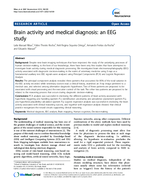 (PDF) Brain activity and medical diagnosis: an EEG study