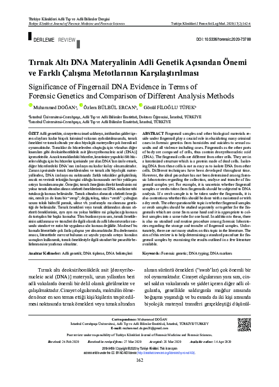 (PDF) Significance of Fingernail DNA Evidence in Terms of Forensic