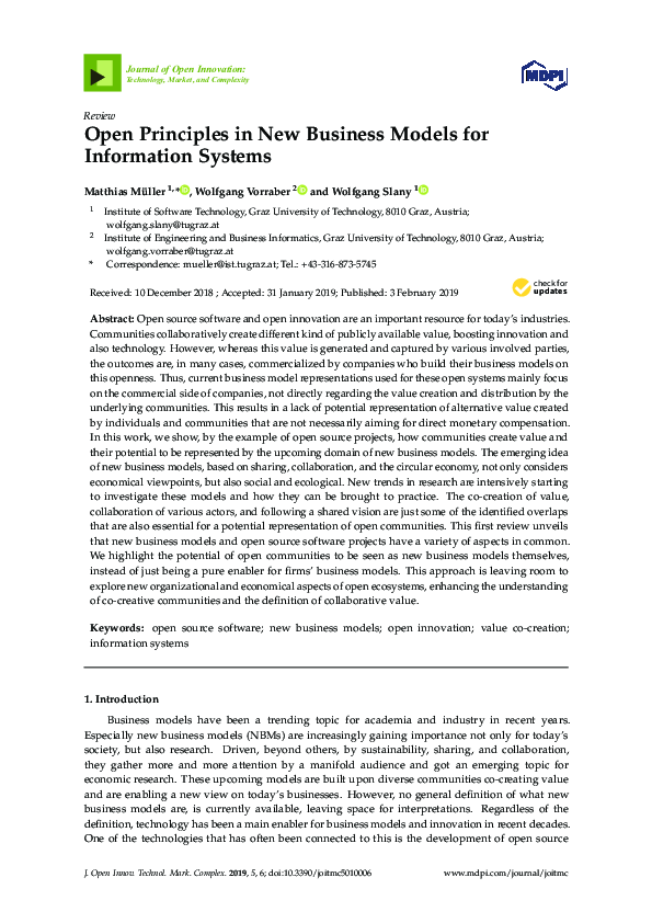 (PDF) Open Principles in New Business Models for Information Systems