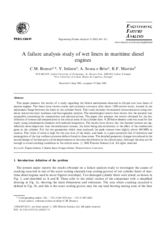(PDF) A failure analysis study of wet liners in maritime diesel engines