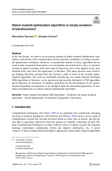 (PDF) Nature inspired optimization algorithms or simply variations of ...