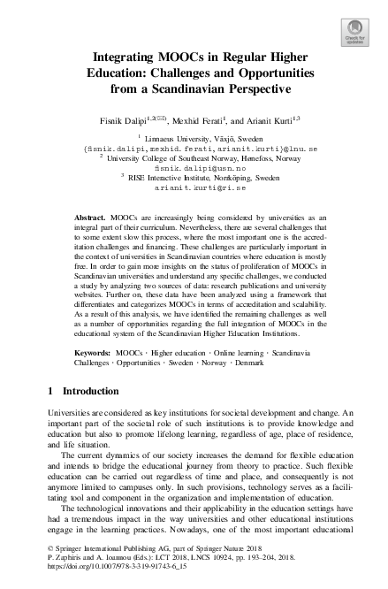 (PDF) Integrating MOOCs in Regular Higher Education: Challenges and ...