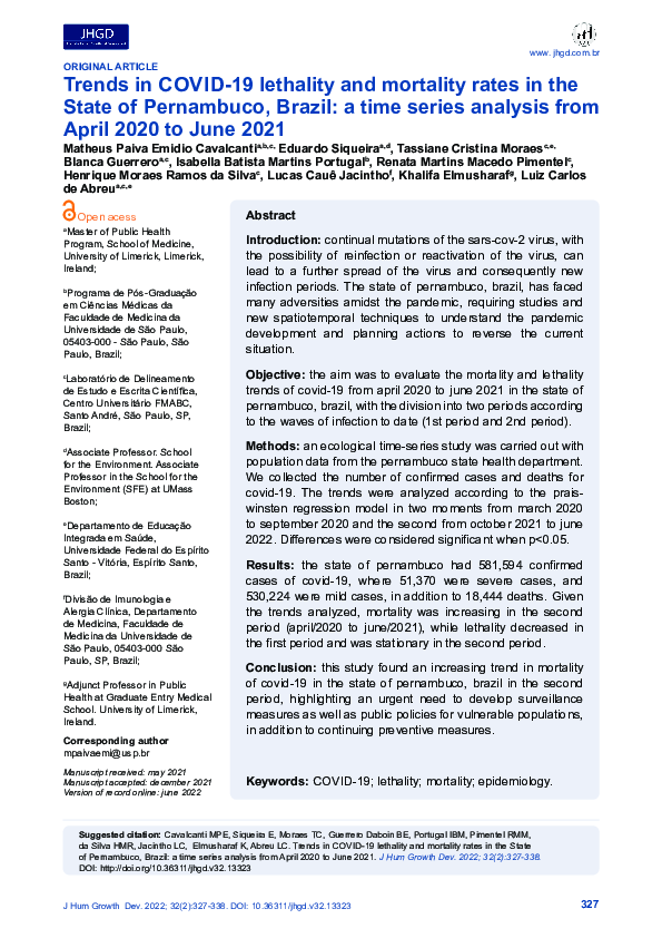(PDF) Trends in COVID-19 lethality and mortality rates in the State of ...