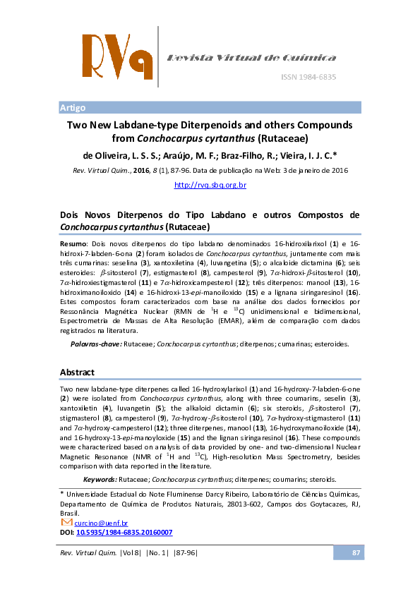 (PDF) Two New Labdane-type Diterpenoids and others Compounds ...
