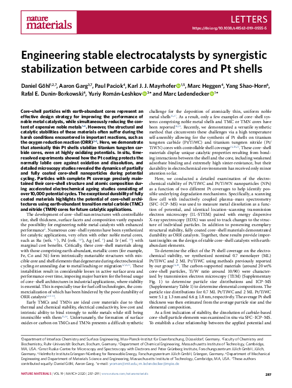 (PDF) Engineering stable electrocatalysts by synergistic stabilization ...
