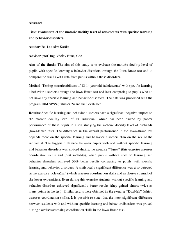 (PDF) Evaluation of the motoric docility level of adolescents with ...