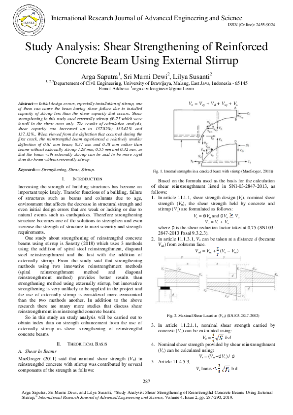 (PDF) Study Analysis: Shear Strengthening of Reinforced Concrete Beam ...