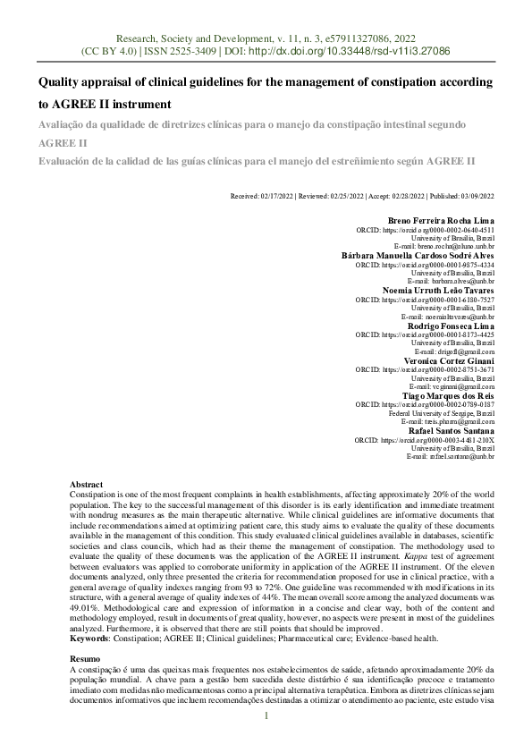 (PDF) Quality appraisal of clinical guidelines for the management of ...