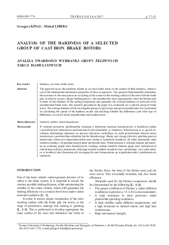 (PDF) Analysis of the Hardness of a Selected Group of Cast Iron Brake ...