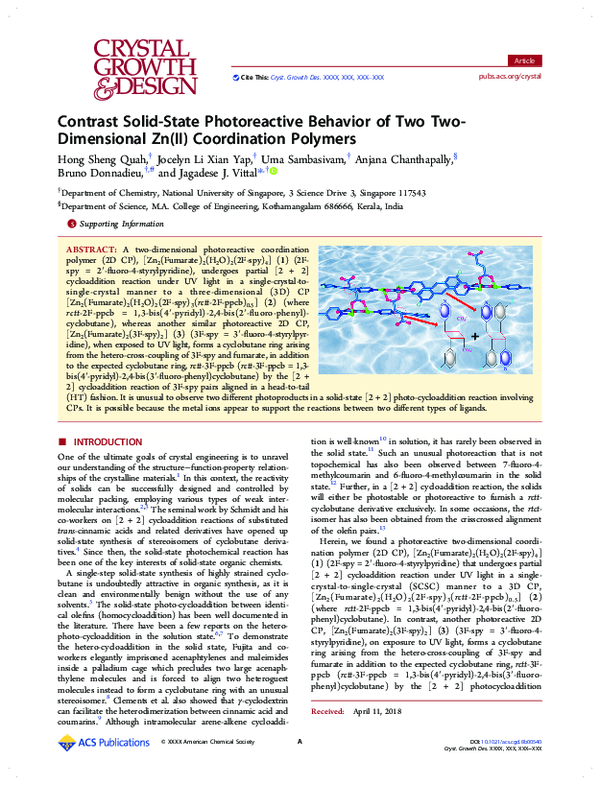 (PDF) Contrast Solid-State Photoreactive Behavior of Two Two ...
