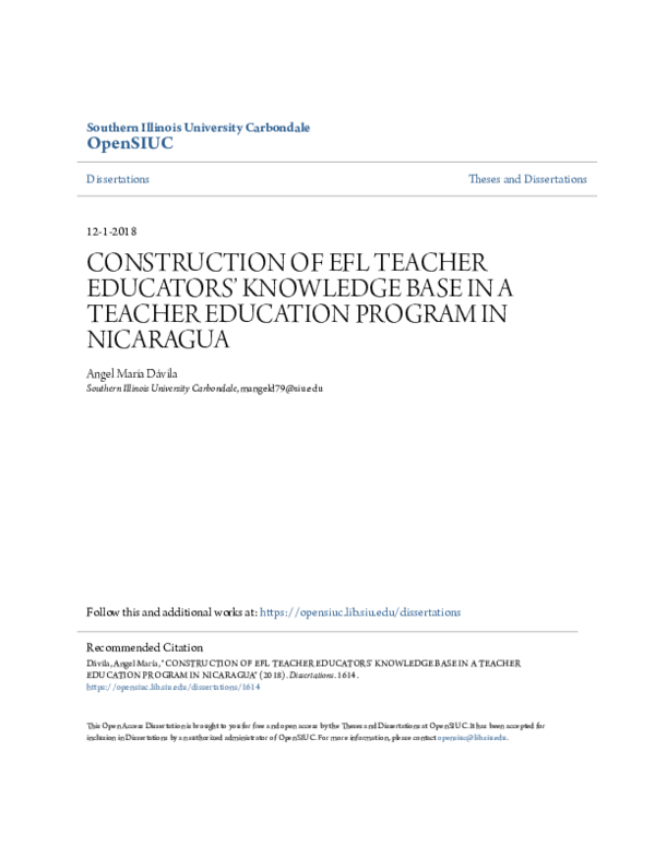 (PDF) Construction of Efl Teacher Educators’ Knowledge Base in a ...