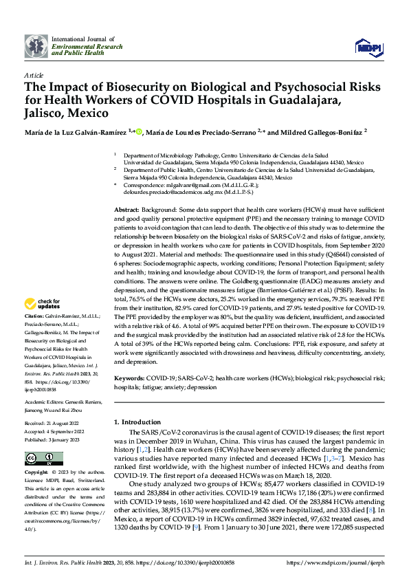 (PDF) The Impact of Biosecurity on Biological and Psychosocial Risks ...