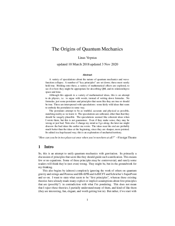 (PDF) The Origins of Quantum Mechanics