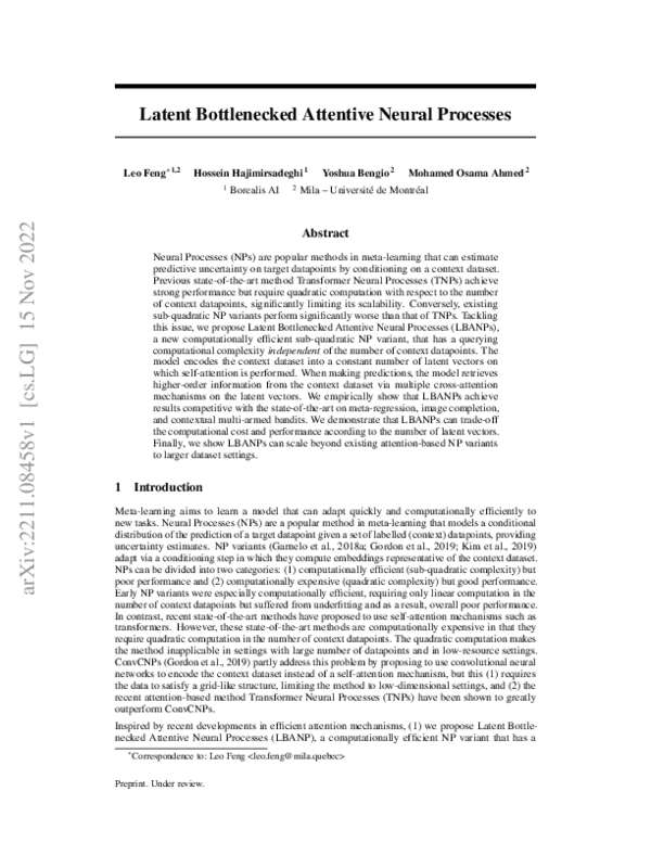 (PDF) Latent Bottlenecked Attentive Neural Processes